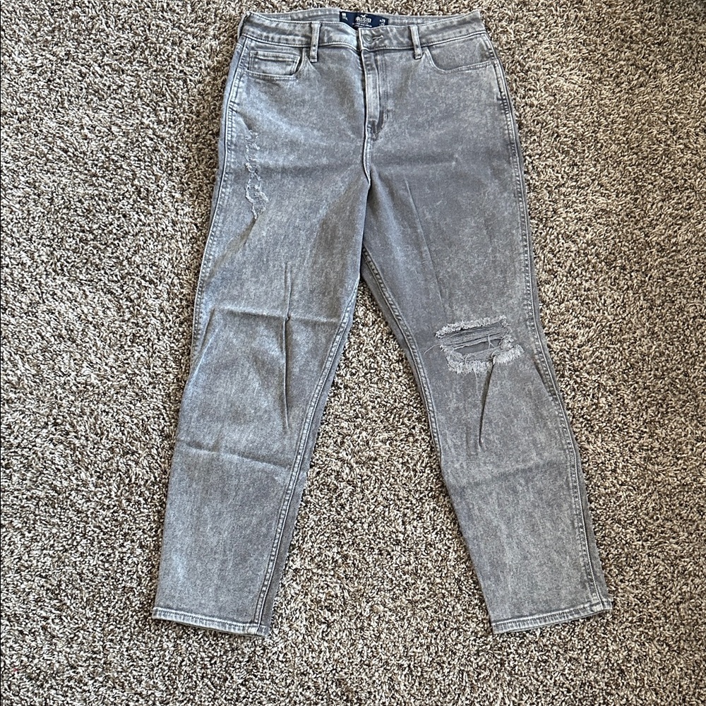 Hollister Light Gray Distressed Skinny Jeans